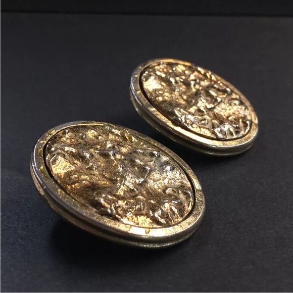 Yves Saint Laurent Oval Gold Tone Earrings - Picture 4 of 8